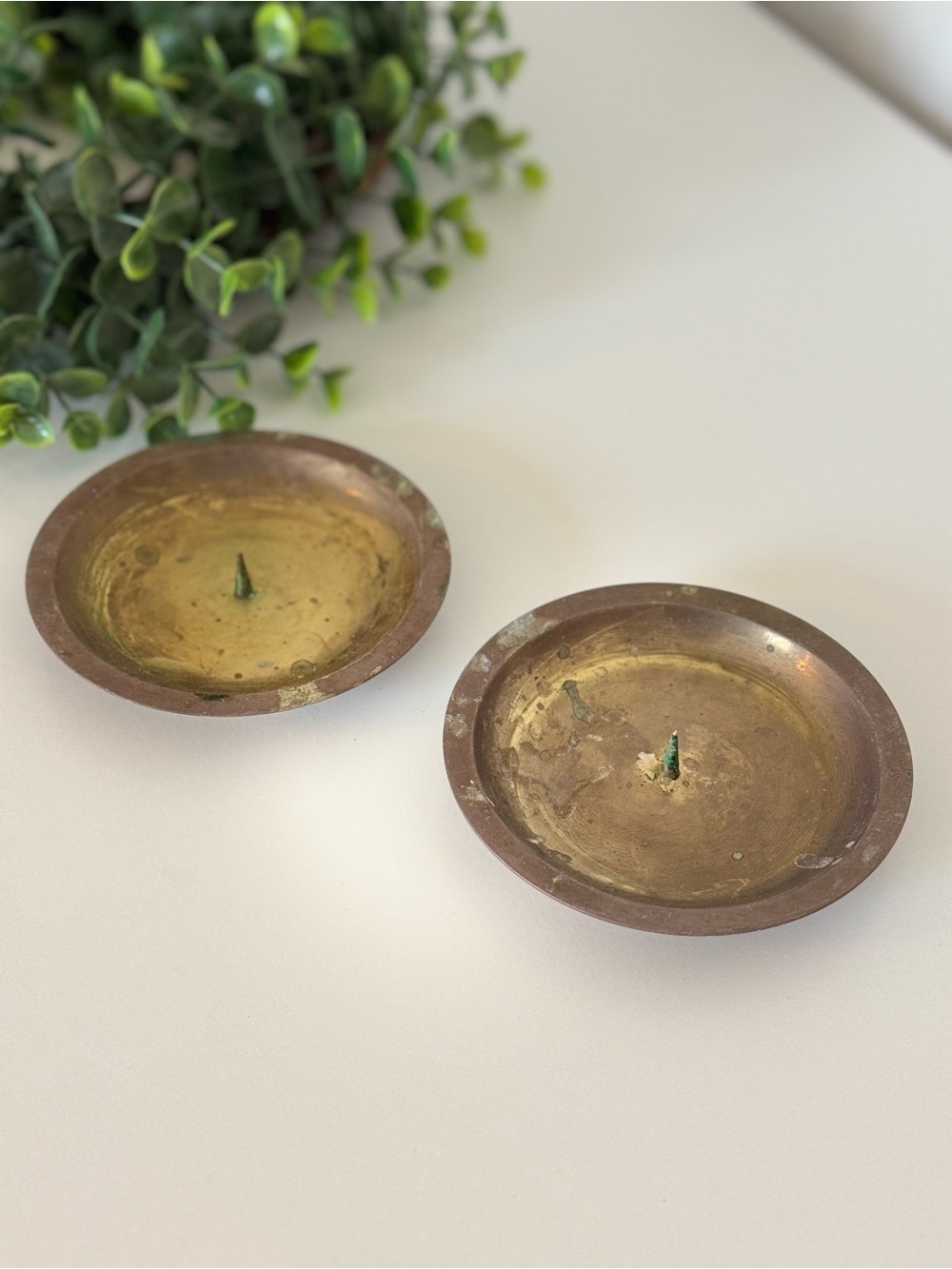 Brass Accent Candle Holders - Set of 2